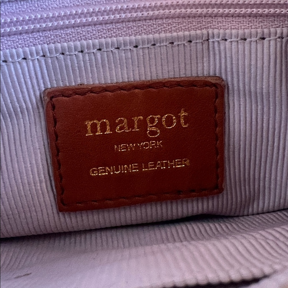 Margot New York Mina Triple Zip Leather Crossbody Cognac - Picture 7 of 7